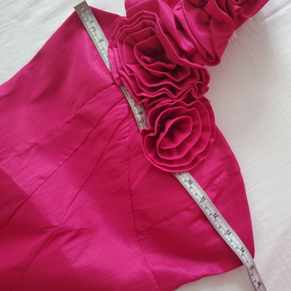 Rosy One Shoulder Satin Mini Dress - Picture 10 of 15